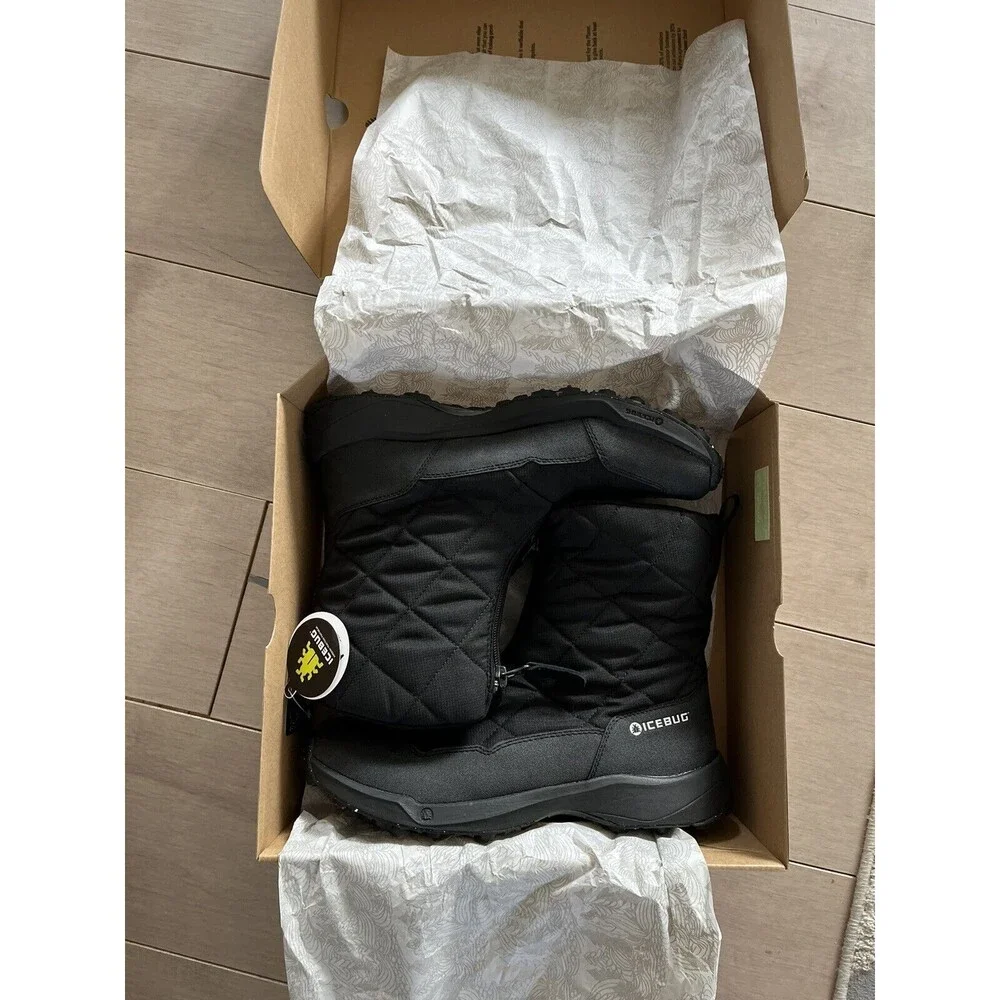 New ICEBUG Ivalo4 Men BUGrip Black Snow Boots Sz 11.5 Lightweight Warm Zipper